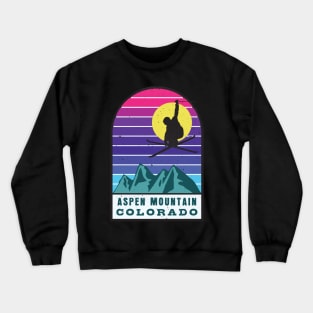 Ski Aspen Mountain Colorado Retro Sunset Crewneck Sweatshirt